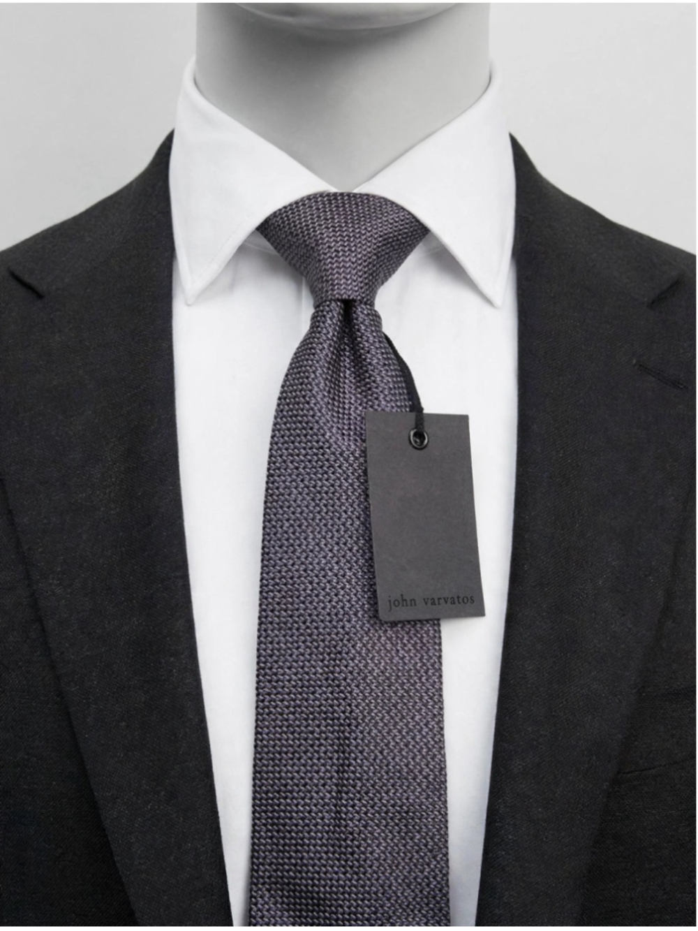 John Varvatos Luxury Gray Micro Weave Silk Tie NWT Textured